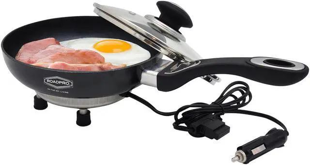 Alt view image 9 of 13 - RoadPro 12 Volt Portable Electric Cooking Frying Pan with Non-Stick Surfaces