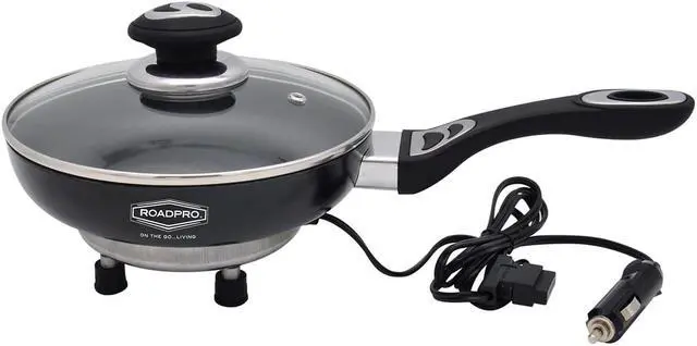 Alt view image 8 of 13 - RoadPro 12 Volt Portable Electric Cooking Frying Pan with Non-Stick Surfaces