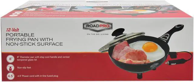 Alt view image 10 of 13 - RoadPro 12 Volt Portable Electric Cooking Frying Pan with Non-Stick Surfaces