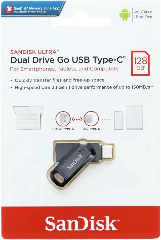 Alt view image 13 of 17 - SanDisk Ultra Dual Drive Go 128GB USB Type C Flash Drive SDDDC3-128G-A46