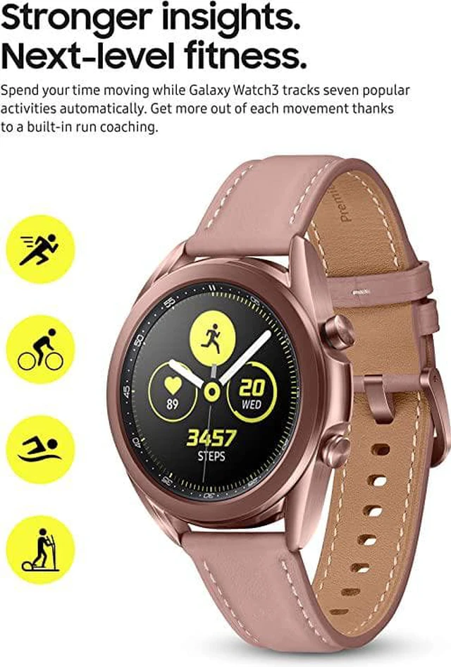Alt view image 10 of 17 - Samsung Galaxy Watch3 SM-R850 Sport 41mm (GPS) Mystic Bronze Smartwatch - Grade B