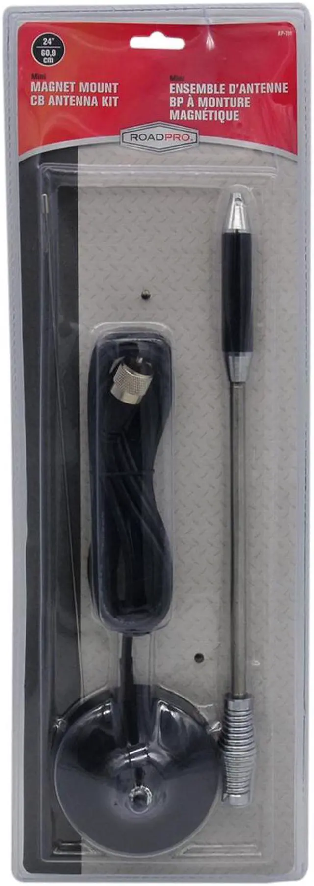 Alt view image 2 of 6 - RoadPro 24" Magnet Mount Stainless Steel CB Antenna Kit RP-711