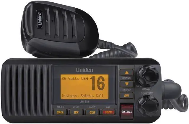 Alt view image 8 of 13 - UNIDEN - UM385BK 25 WATT FIXED MOUNT CLASS D SUBMERSIBLE VHF MARINE RADIO WITH 4 DIGIT & "B" CHANNELS -BLACK