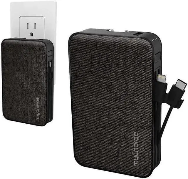 Alt view image 3 of 6 - myCharge Power Hub All-in-One Portable Charger 10000mah USB-A - USB-C - Lighting Cable