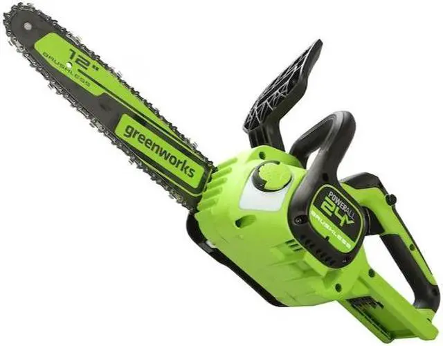 Alt view image 2 of 3 - Greenworks 24v Cordless Chain Saw Brushless Chainsaw 12" Guide Bar - CS24L00