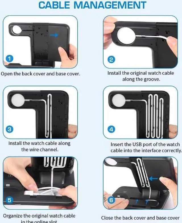 Alt view image 3 of 5 - WAITIEE Wireless Charger 3 in 1 Fast Charging Station for Apple BLACK Z5S