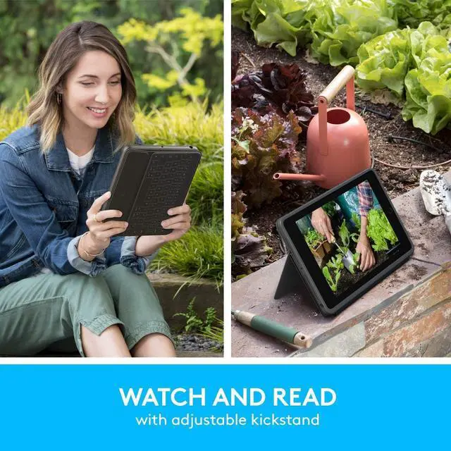 Alt view image 12 of 12 - Logitech 920-009312 Rugged Folio Keyboard/Cover Case (Folio) Apple, Logitech iPad (7th Generation) Tablet - Graphite - Spill Proof, Dirt Resistant, Shock Absorbing, Drop Resistant, Spill ...