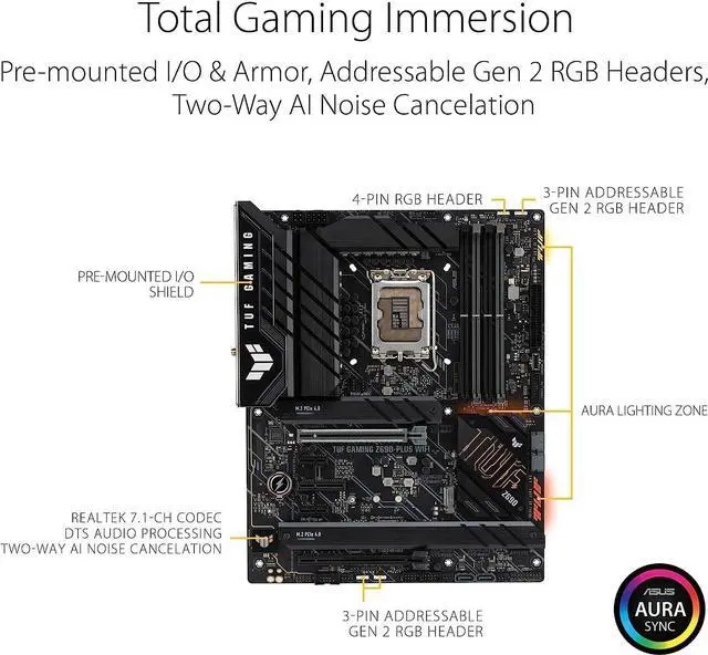Alt view image 2 of 5 - Asus TUF Gaming Z690-PLUS WiFi Socket LGA1700 Intel Z690 DDR5 ATX Motherboard