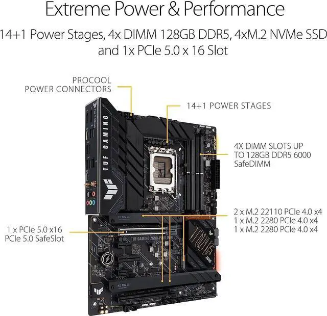 Alt view image 3 of 5 - Asus TUF Gaming Z690-PLUS WiFi Socket LGA1700 Intel Z690 DDR5 ATX Motherboard