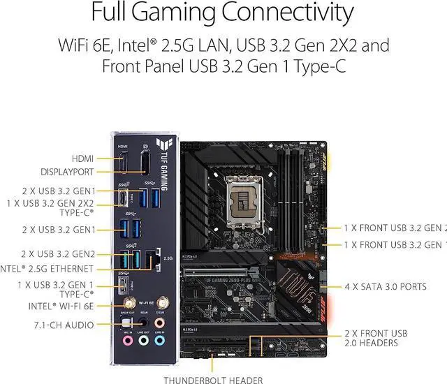 Alt view image 5 of 5 - Asus TUF Gaming Z690-PLUS WiFi Socket LGA1700 Intel Z690 DDR5 ATX Motherboard