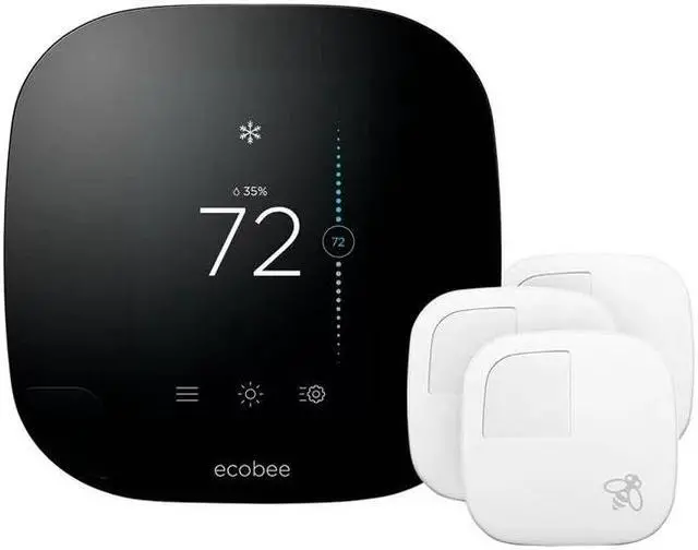 Alt view image 2 of 4 - Ecobee 3 - Smart Thermostat & 3 Room Sensors EB-STATE3VP-02 - BLACK AND WHITE