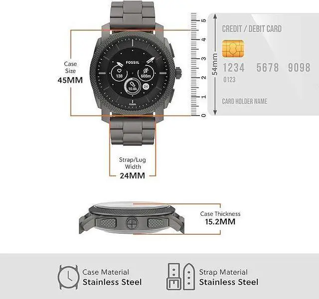 Alt view image 3 of 4 - Fossil Gen 6 Hybrid Smart Watch for Men with Alexa Built-In, 24MM DW14F1 - SMOKE