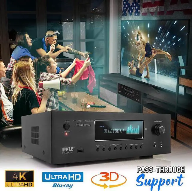 Alt view image 5 of 5 - Pyle 1000W Bluetooth Home Theater Karaoke Receiver PT888BTWM - Black