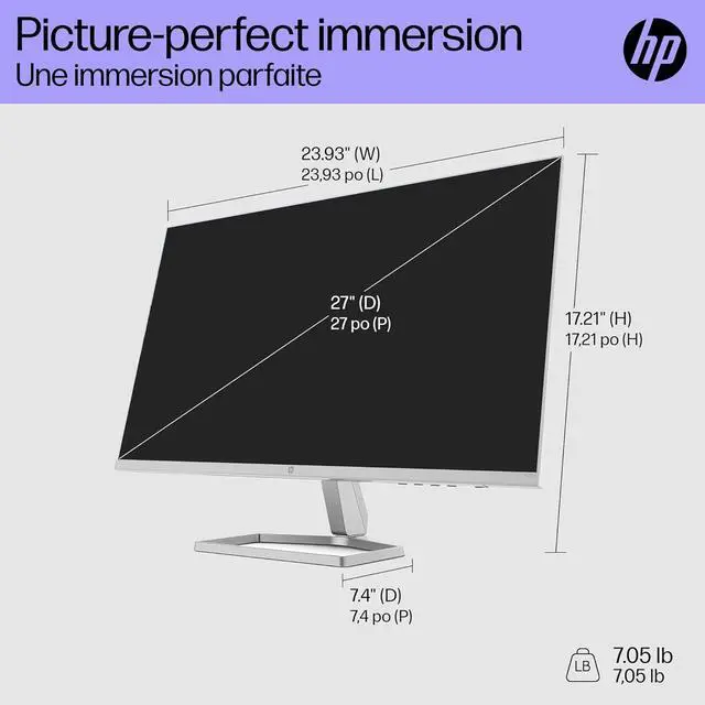 Alt view image 11 of 11 - HP M27fw 27-inch FHD Monitor Display with AMD FreeSync Technology - 2H1A4AA