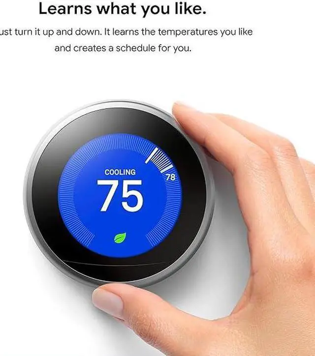 Alt view image 3 of 5 - Google Nest Learning Thermostat Programmable Smart 3rd Gen T3016US - Matte Black