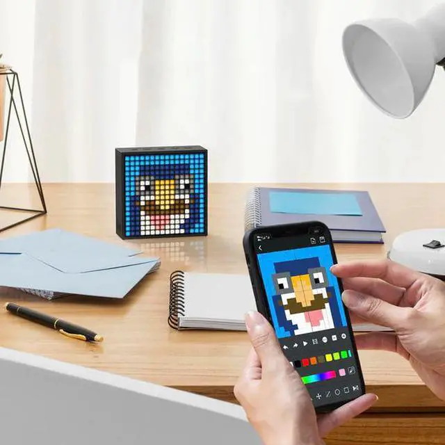 Alt view image 6 of 7 - Divoom TimeBox Evo--Pixel Art Bluetooth Speaker with 16x16 LED Display APP Control - Cool Animation Frame & Gaming Room Setup & Bedside Alarm Clock & creative portable mini- Black