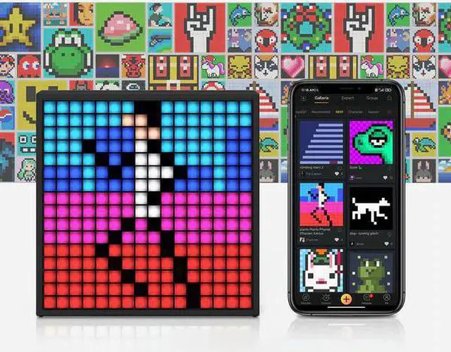Alt view image 7 of 7 - Divoom TimeBox Evo--Pixel Art Bluetooth Speaker with 16x16 LED Display APP Control - Cool Animation Frame & Gaming Room Setup & Bedside Alarm Clock & creative portable mini- Black