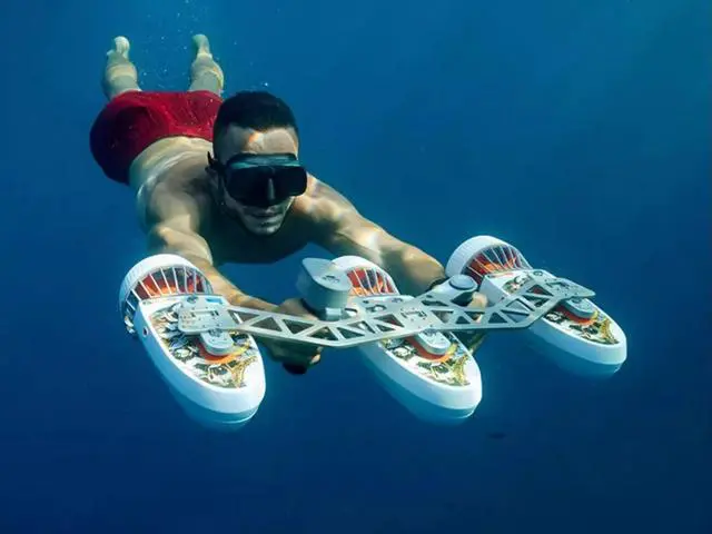 Alt view image 6 of 6 - Sublue Adult Children Water Toys Swimming Gear Motorised Float Plate Pulp Plate Handheld Smart Underwater Booster Shooting Flyer White Shark Tini