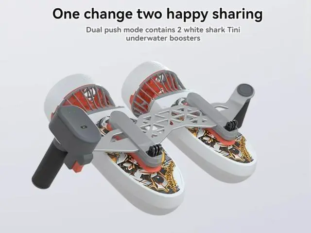 Alt view image 2 of 6 - Sublue low gear 1.6m per second range upgrade 45 minutes underwater propulsion White Shark Tini dual thrusters