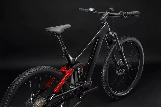 Alt view image 3 of 7 - JAVA Carbon Fibre 27.5 x 18 Wheel Size 27.5 Black 10ah Dual Disc Brake 12 Speed Lindau Soft Tail Electrically Powered Mountain Bike E-SUS01A