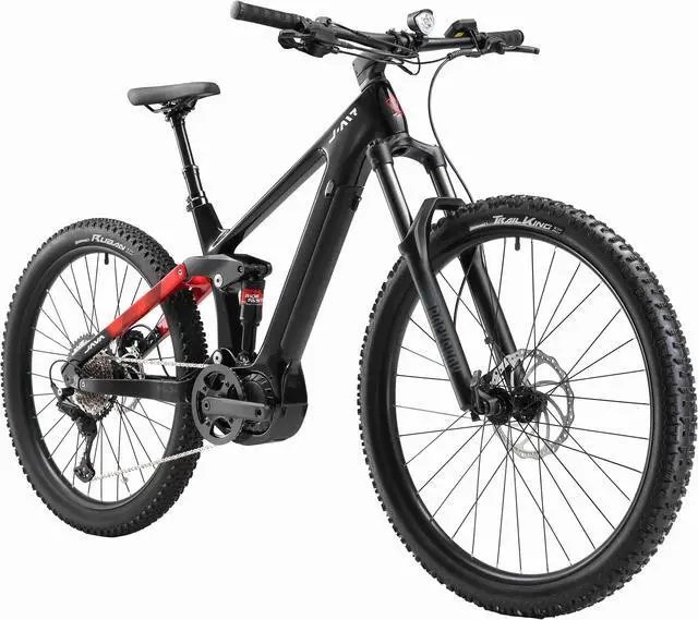 Alt view image 7 of 7 - JAVA Carbon Fibre 27.5 x 18 Wheel Size 27.5 Black 10ah Dual Disc Brake 12 Speed Lindau Soft Tail Electrically Powered Mountain Bike E-SUS01A