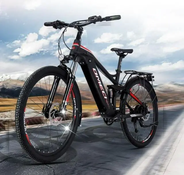 Alt view image 2 of 2 - OMECI Perrin soft tail + imported Panasonic battery cell 26 inch adult off-road lithium battery speed bike 48V 15AH electric power mountain bike Red