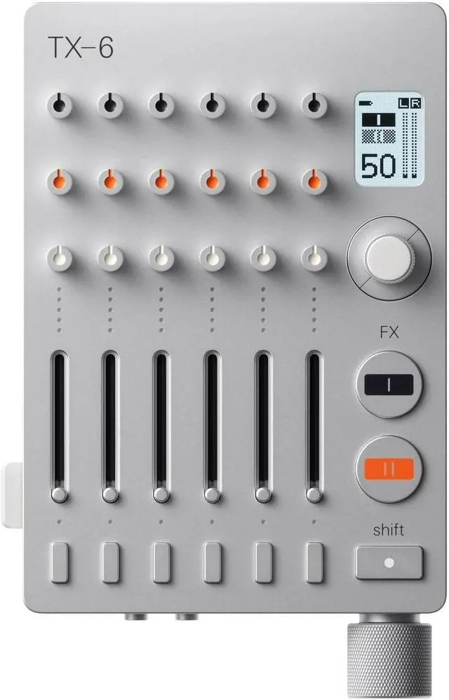 Main image of Teenage Engineering Portable Rechargeable 6-Channel Stereo Mixer, USB Audio Interface and Sound Card, 8-Hour Battery Life, Built-in Effects, BLE and USB MIDI, iOS Compatible TX-6