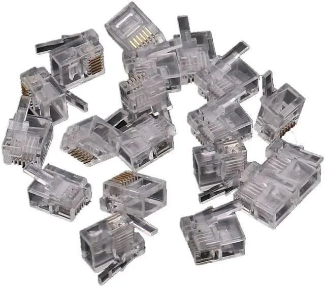 Main image of 100PCS DIY RJ11 RJ12 Connector 6P6C Right Buckle Cable Plug Compatible EV3 NXT Cable Plug Crystal Head