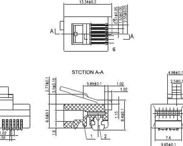 Alt view image 4 of 4 - 100PCS DIY RJ11 RJ12 Connector 6P6C Right Buckle Cable Plug Compatible EV3 NXT Cable Plug Crystal Head