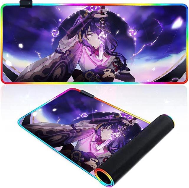 Main image of led Light Mouse pad pro Gaming Genshin Impact Series-Raiden Shogun RGB Mouse mat Large Leopard Mouse pad Colorful Extended Mousepad Oversized Gaming Anime Desk mat 23.6"*11.8"