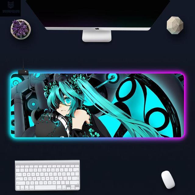 Alt view image 7 of 7 - led Light Mouse pad pro,Hatsune Miku GZ401 Gaming RGB Mouse mat Large Leopard Mouse pad,Anime Waifu Extended Mousepad Oversized Gaming Anime Desk mat 27.5×11.8 in.