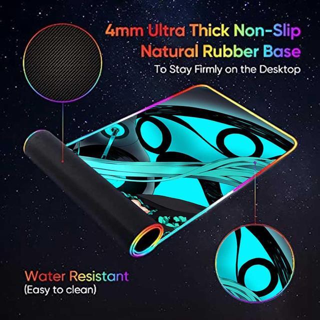 Alt view image 5 of 7 - led Light Mouse pad pro,Hatsune Miku GZ401 Gaming RGB Mouse mat Large Leopard Mouse pad,Anime Waifu Extended Mousepad Oversized Gaming Anime Desk mat 27.5×11.8 in.