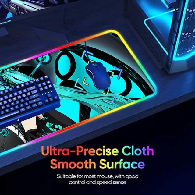 Alt view image 4 of 7 - led Light Mouse pad pro,Hatsune Miku GZ401 Gaming RGB Mouse mat Large Leopard Mouse pad,Anime Waifu Extended Mousepad Oversized Gaming Anime Desk mat 27.5×11.8 in.