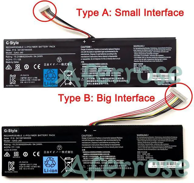 Main image of New  GAG-J40 Battery for Giga-byte Aero 14 14-W-CF2 14-P64WV6 V7 K7 15 15X XA 15W Y9 X9 Aorus 17 Series 541387460002, 541387460003, 541387460005, 4ICP4/77/128