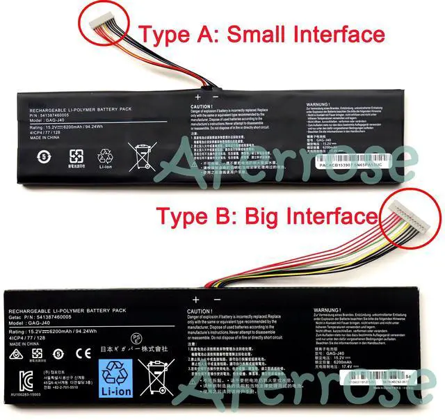 Main image of New  GAG-J40 Battery for Giga-byte Aero 14 14-W-CF2 14-P64WV6 V7 K7 15 15X XA 15W Y9 X9 Aorus 17 Series 541387460002, 541387460003, 541387460005, 4ICP4/77/128