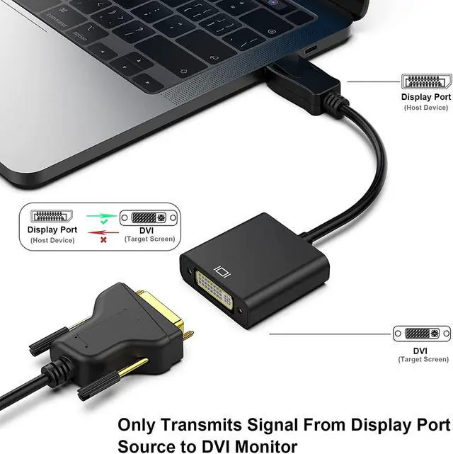 Alt view image 3 of 6 - DisplayPort (DP) to DVI DVI-D Single Link Adapter, Display Port to DVI Converter Male to Female Black Compatible for Lenovo, Dell, HP and Other Brand