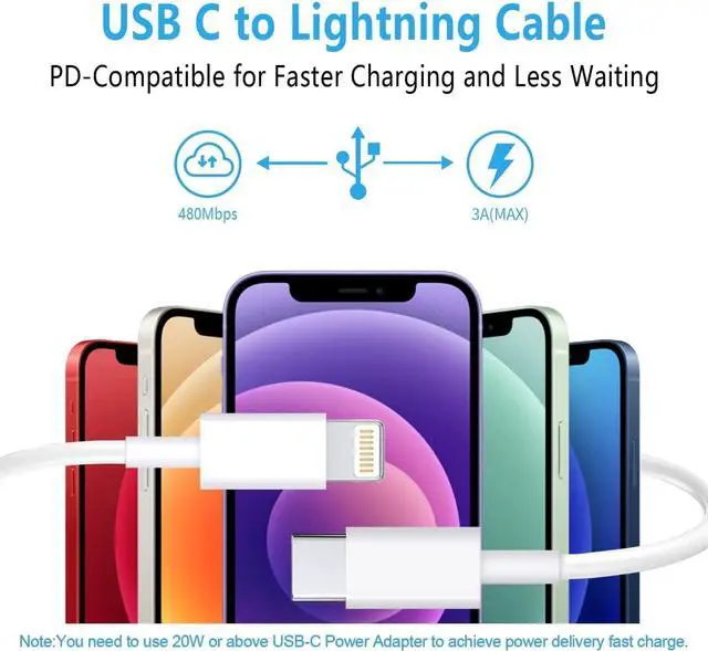Alt view image 5 of 5 - USB-C/Type-C/USB C iPhone Cable 3ft Long Heavy Duty Cord iPhone 13, 12, 11 Pro/Max/Mini, XR, XS/Max, X, 8, 7, 6, 5, SE, iPad charger cable (3PACK)