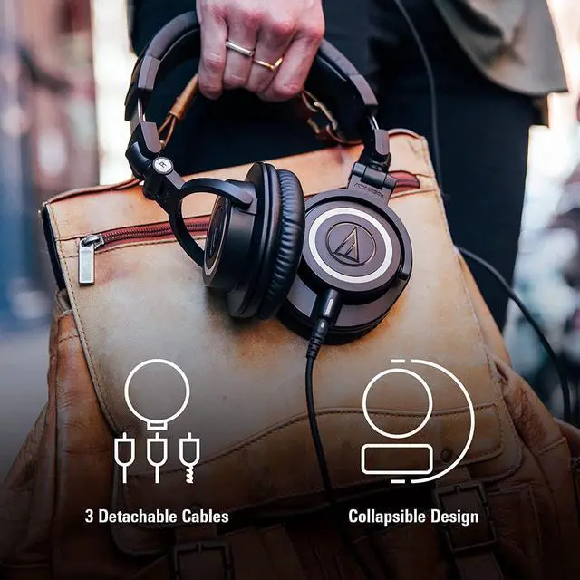 Alt view image 5 of 6 - Audio-Technica ATH-M50X Professional Studio Monitor Headphones, Black, Professional Grade,  with Detachable Cable