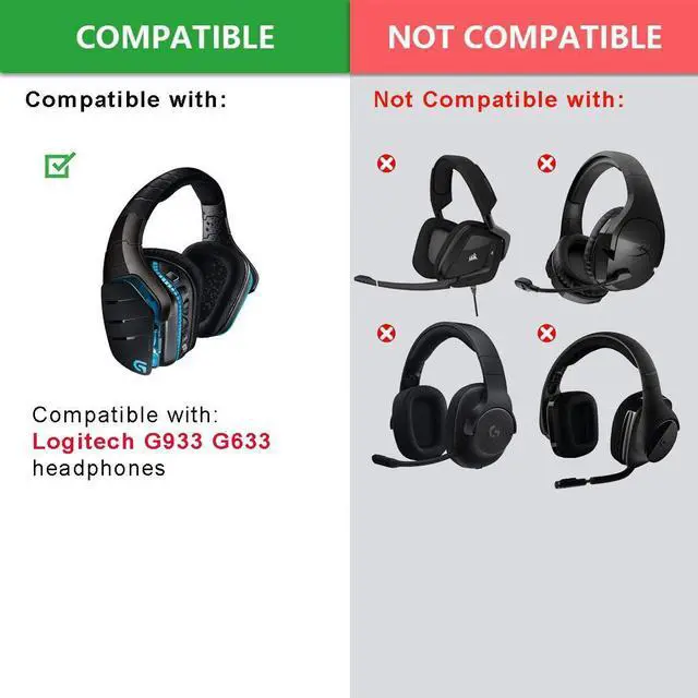 Alt view image 4 of 4 - Headset Earpads Replacement For Logitech G231, G533, G633, G635, G933, G935 Headphones Ear Pads Cover with headband
