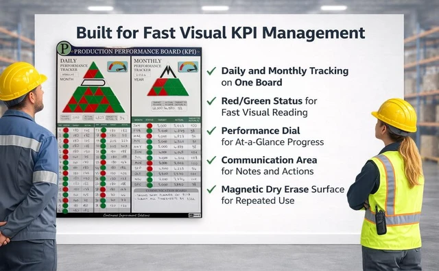 Alt view image 7 of 7 - PMXBOARD Production KPI Board Set, 33 x 26 in Magnetic Dry-Erase Board with Daily and Monthly Tracking, 180 Status Magnets, 2 Performance Indicators