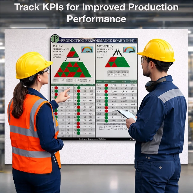 Alt view image 4 of 7 - PMXBOARD Production KPI Board Set, 33 x 26 in Magnetic Dry-Erase Board with Daily and Monthly Tracking, 180 Status Magnets, 2 Performance Indicators