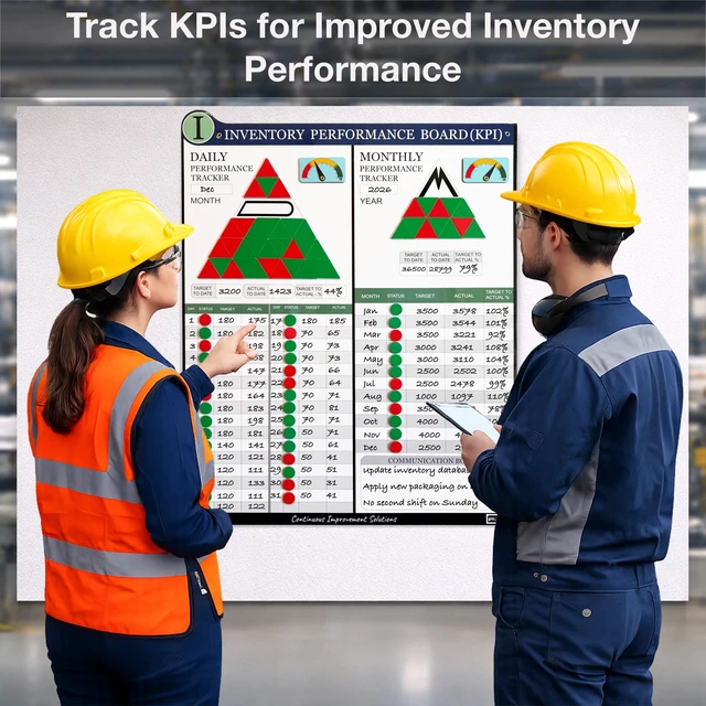 Alt view image 3 of 7 - PMXBOARD Inventory KPI Board Set, 33 x 26 in Magnetic Dry-Erase Board with Daily and Monthly Tracking, 180 Status Magnets, 2 Performance Indicators