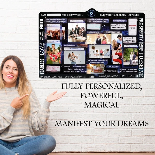 Alt view image 4 of 7 - PMXBOARD Magnetic Vision Board Kit with 3rd Eye, Universe-Themed Magnetic Dry-Erase Board with 44 Magnetic Cards, Quote Cards and Markers, Goal Setting Board