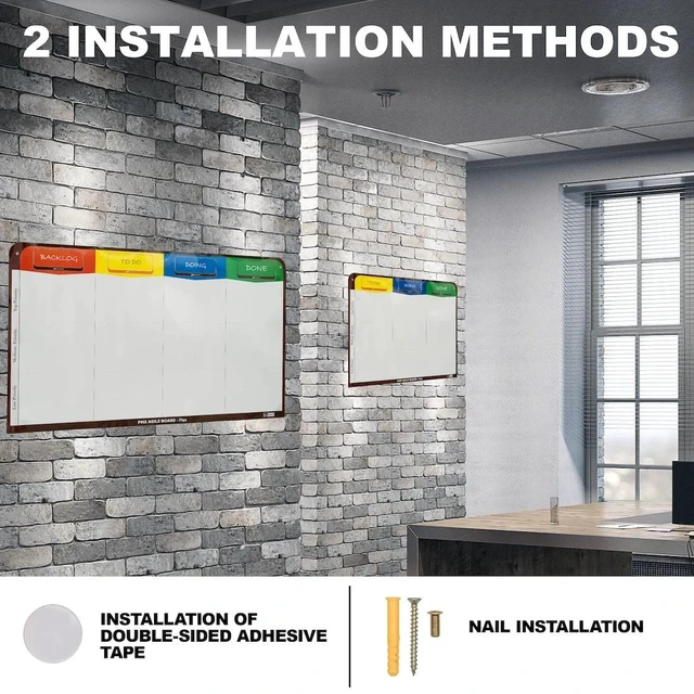 Alt view image 4 of 7 - PMXBOARD Magnetic Kanban Board Flex Set, 6 Column, 58.26 x 26.6 in Rollable Magnetic Dry-Erase Board with 106 Magnetic Cards (84 Task, 8 Detail, 8 Blocker, 6 Headline), Markers