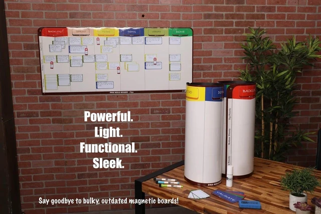 Alt view image 4 of 5 - PMXBOARD 3 Column Magnetic Kanban Board Flex Set, 29.5" x 23.1" Rollable Magnetic Dry Erase Agile Scrum Board with 47 Magnetic Cards, Card Markers, Board Markers & Mounting