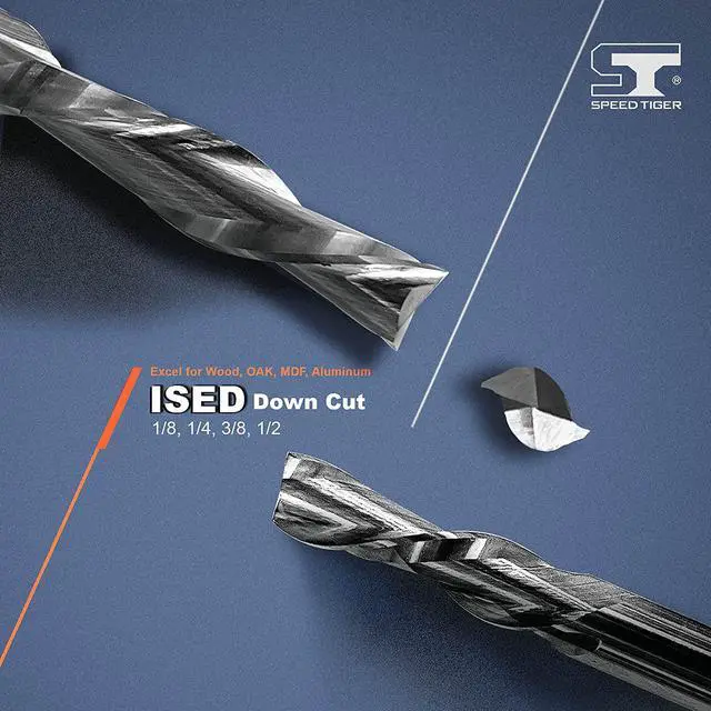 Alt view image 2 of 7 - SPEED TIGER ISED Carbide Spiral Router Bits Down Cut, 3/8 Diameter, 1 Cutting Length, 2-1/2"OVL for Wood/Oak/MDF/Aluminum -Made in Taiwan(1 Piece, 3/8")