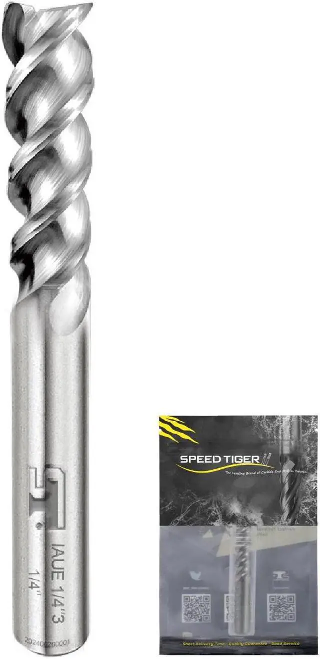 Main image of SPEED TIGER IAUE Carbide Square End Mill for Aluminum Applications - High Feed U-Type Design - for Roughing and Finishing - 3 Flute - IAUE5/16"3 - Made in Taiwan (1 Piece, 5/16")