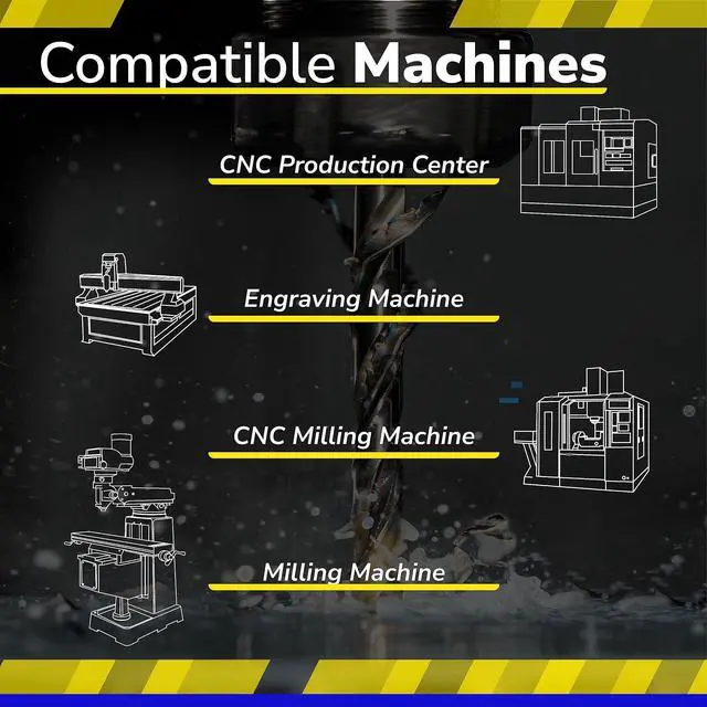 Alt view image 7 of 7 - SPEED TIGER Micrograin Carbide Square End Mill - 4 Flute - ISE5/16 4T (1 Piece, 5/16") - for Milling Alloy Steels, Hardened Steel, Metal & More  Mill Bits Sets for DIYers & Professionals