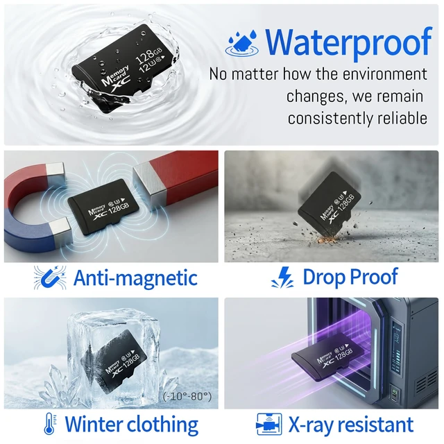 Alt view image 3 of 7 - 128GB Micro SD Card for Dashcam & Security Camera U3 V30 A1 | High-Capacity Class 10. Ideal for Auto-Loop Devices. Includes USB-A 3.0 Reader & SD Adapter.