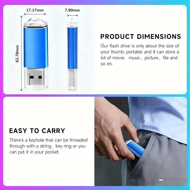 Alt view image 4 of 7 - 8GB USB Flash Drive 5pack USB 2.0  USB Drive Jump Drive USB Storage Flash Drives Pen Drive Thumb Drives in buik (5 Mixed Colors: Black Blue Green Red Purple)